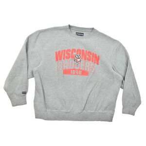 Vintage JanSport Wisconsin Badgers Crewneck Sweatshirt Gray Size 3XL Cotton